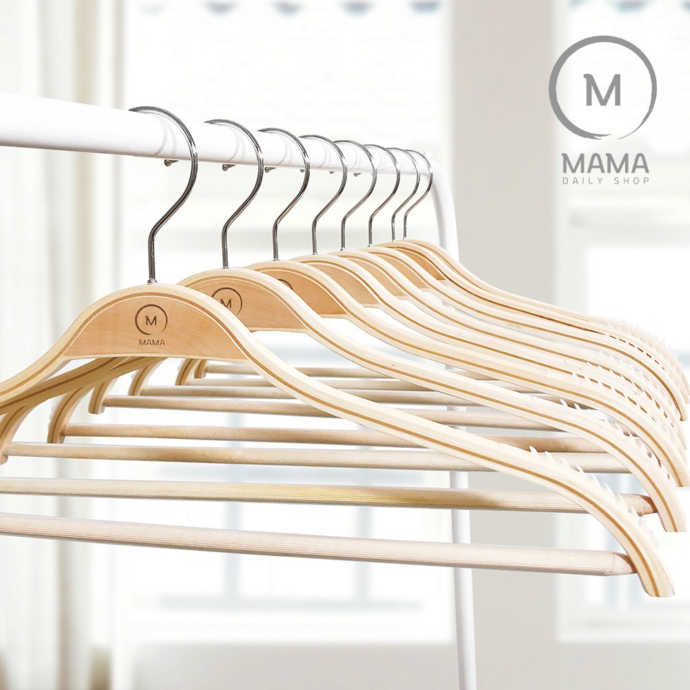 MAMA 프리미엄 논슬립 원목옷걸이 벤트우드 Medium 42.5cm