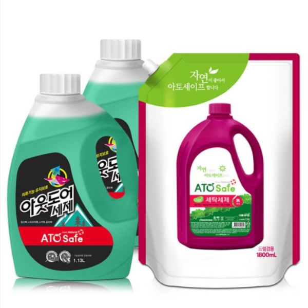 아토세이프 아토세이프 아웃도어전용 세제 1.13L 2개 + 액체세제 리필 1.8L 1개
