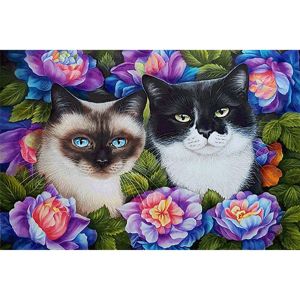 커플 고양이 패브릭형 보석십자수 40x60