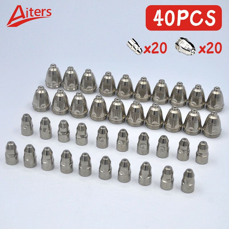P80 절단 소모품 노즐 전극 20 PCs 플라즈마 커터 액세서리 40PCs