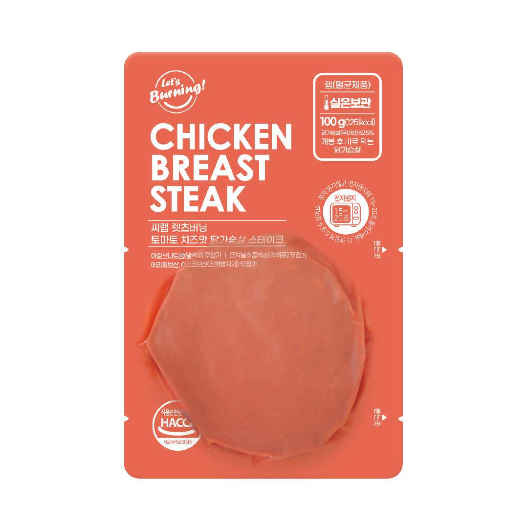씨랩 렛츠버닝 토마토 치즈맛 닭가슴살 스테이크 100g