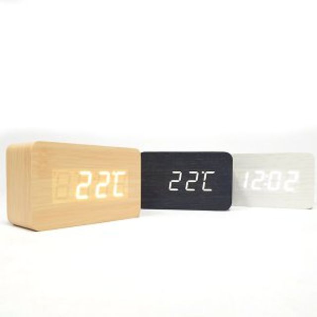 LED 베이직 우드 탁상시계 무소음 알람시계 인테리어