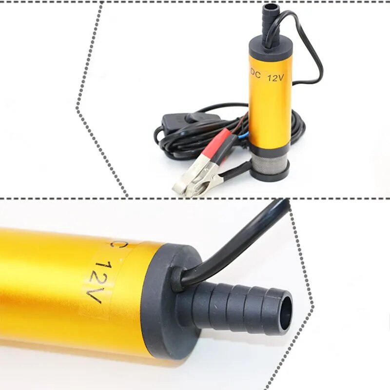 펌프 디젤 오일 물 알루미늄 합금 쉘 12L min 연료 이송 펌프를 위한 휴대용 미니 12V 24V DC 전기 잠수정