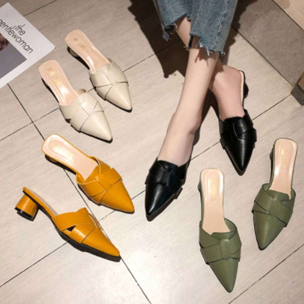 데일리 캐주얼 여성 뾰족코 4컬러 블로퍼 슈즈