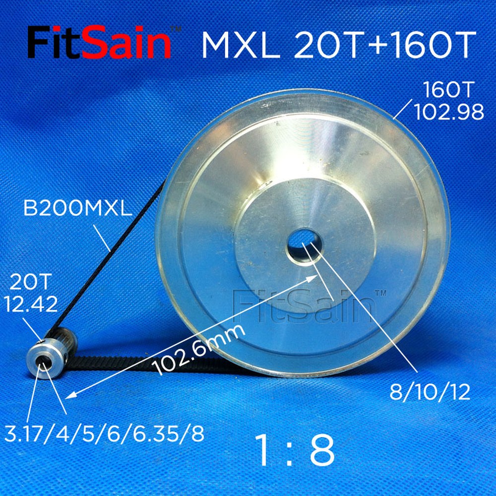 FitSain 동기 휠 스테퍼 모터 풀리 기어 감속 20T 160T 1 8 폭