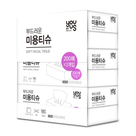 미래생활 유어스 부드러운 미용티슈 200매 3입