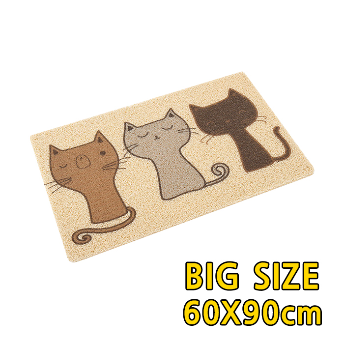 삼냥이 캐릭터 PVC 주방매트 코일형 인테리어 다용도 현관 부엌 발매트 60 x