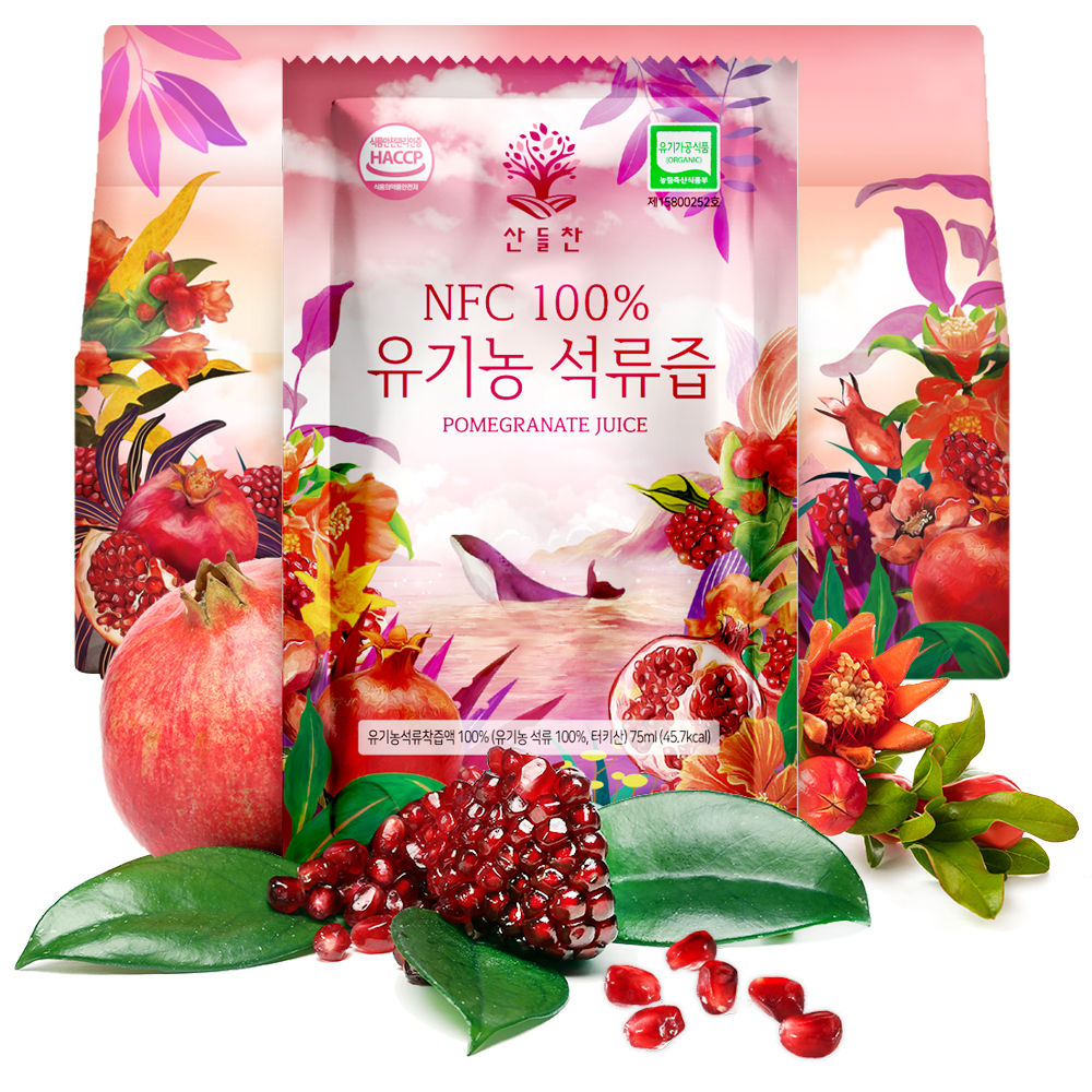 산들찬 NFC 100% 유기농 석류즙 75ml x 30개입
