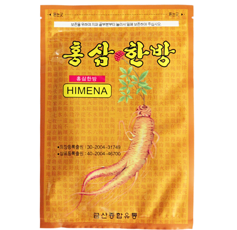 국산 인삼 건강 찜질 패드 파스 패치 4팩 100매