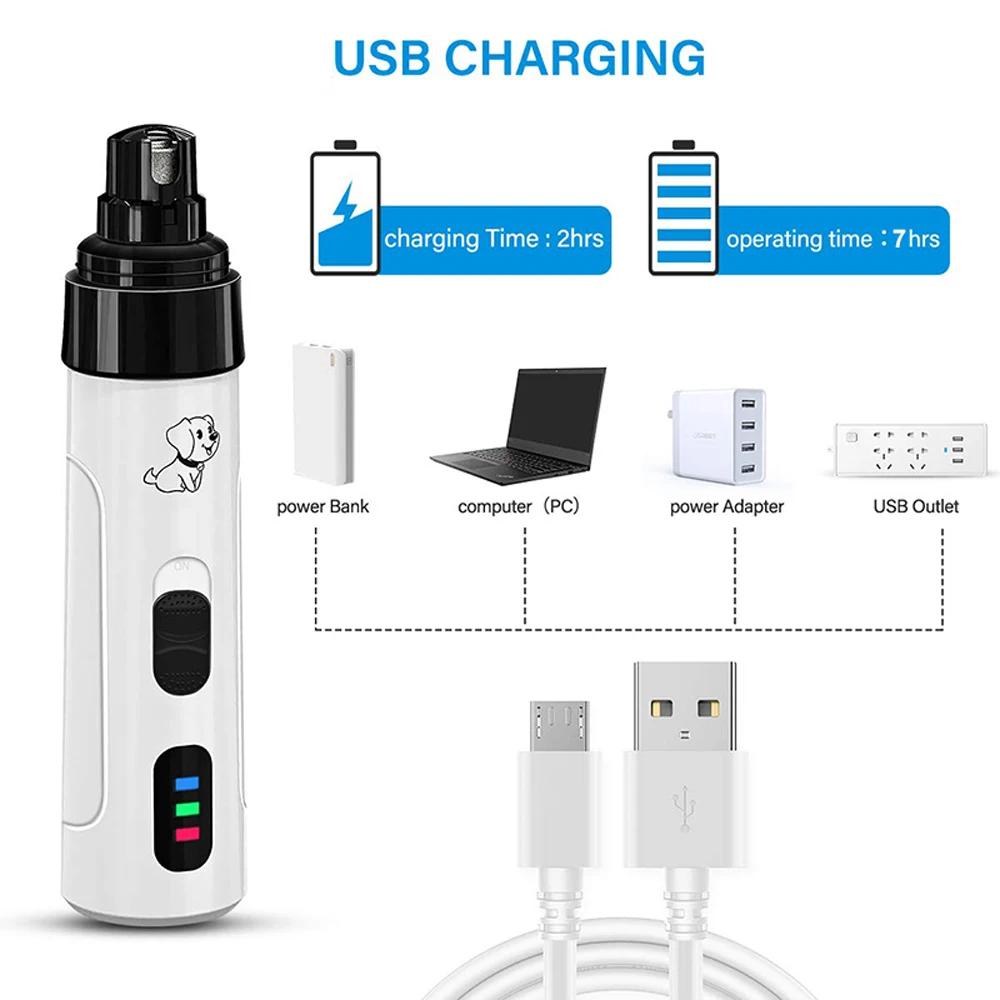 강아지 바리깡 이발기 충전식 USB 애완동물용 전기 손톱깎이 조용한 고양이 발 손톱 손질