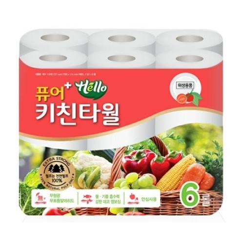 헬로 퓨어플러스 키친타올 110매 6롤