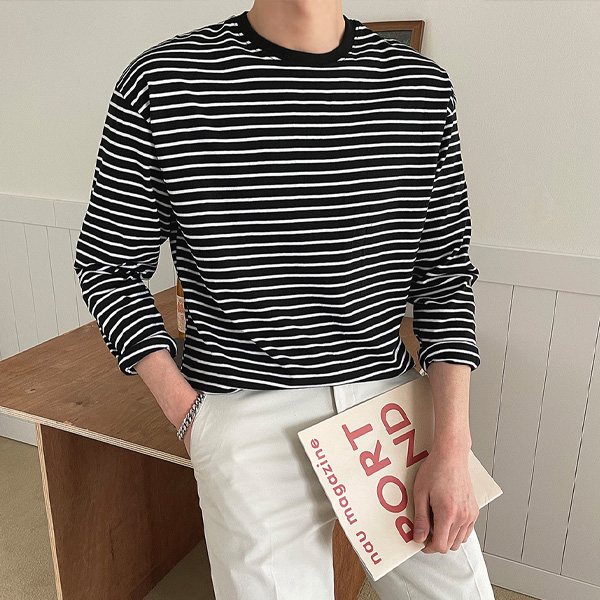 조군샵 조군샵 랜느 루즈핏 단가라 긴팔티 T7020