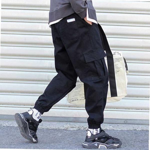 스트릿패션 남자 카고 바지 조거 팬츠 데일리 작업복 블랙-XL