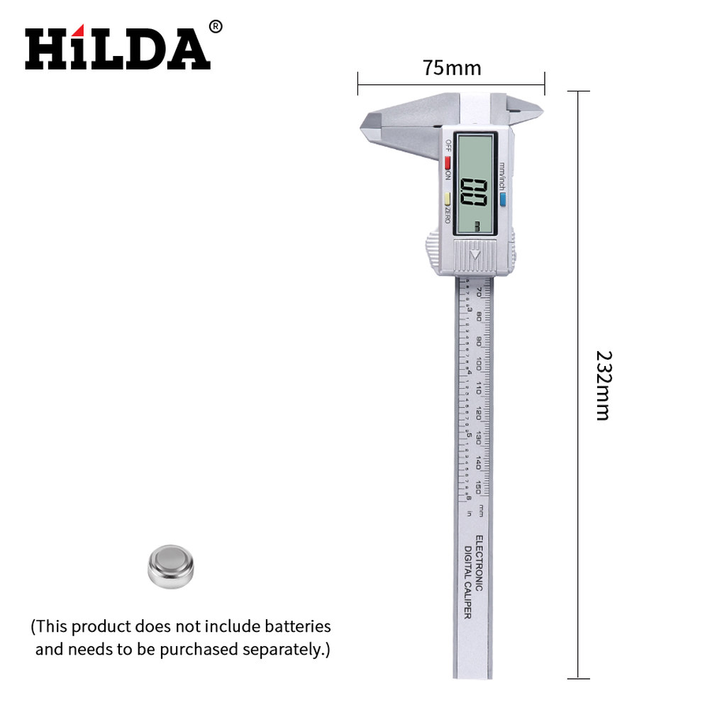 HILDA 버니어 캘리퍼스 디지털 전자 6 LCD 마이크로미터 측정 도구