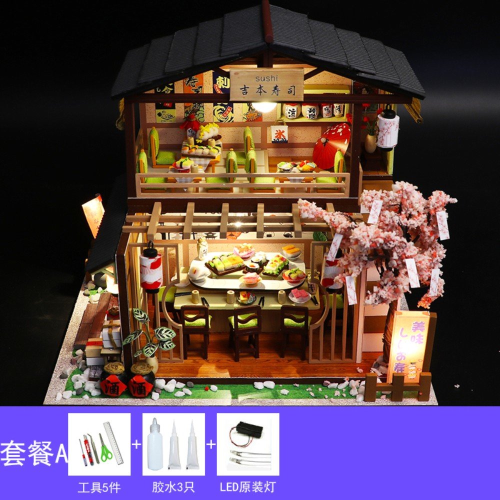 일본 스시집 초밥 타코야끼집 식료품점 DIY 미니어쳐 만들기세트 C2 1개
