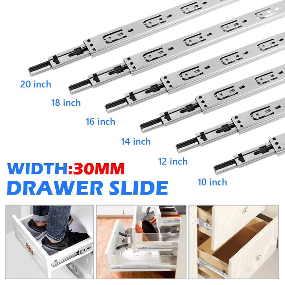 와이드 스틸 볼 서랍 캐비닛 러너 가이드 그루브 베어링 슬라이드 레일 DIY 1 쌍 2 외관