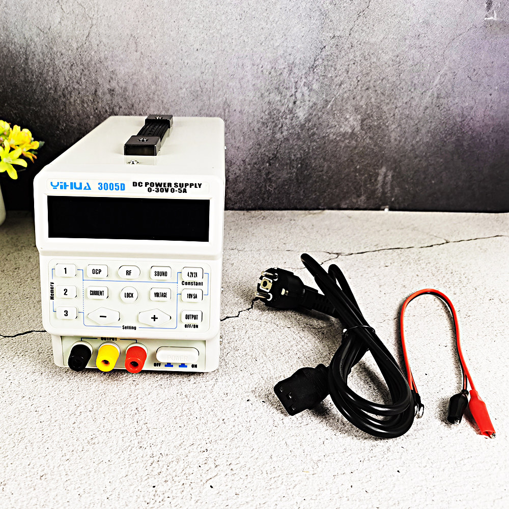 전화 컴퓨터 수리용 DC 전원 공급 장치 시작 잠금 키 메모리 저장 장치 OCP 과부하 YIHUA 150W 30V 5A 3005D