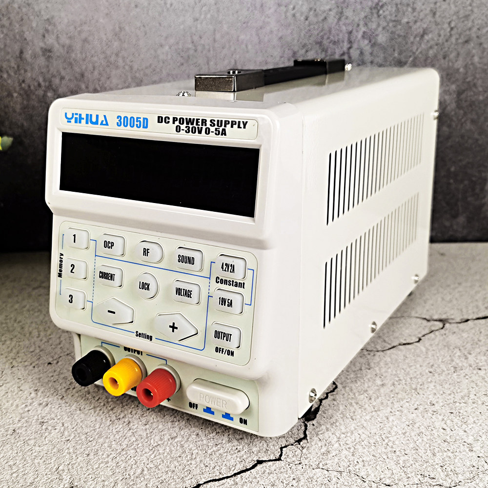 전화 컴퓨터 수리용 DC 전원 공급 장치 시작 잠금 키 메모리 저장 장치 OCP 과부하 YIHUA 150W 30V 5A 3005D
