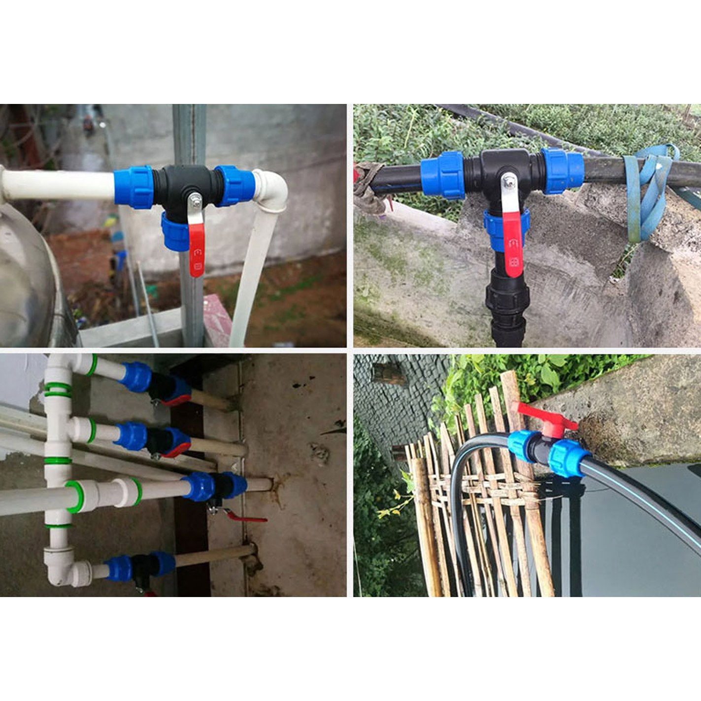 20 25 32 40 PVC PE 튜브 수돗물 분배기 플라스틱 퀵 밸브 커넥터 정원 농업 관개 물 파이프 피팅