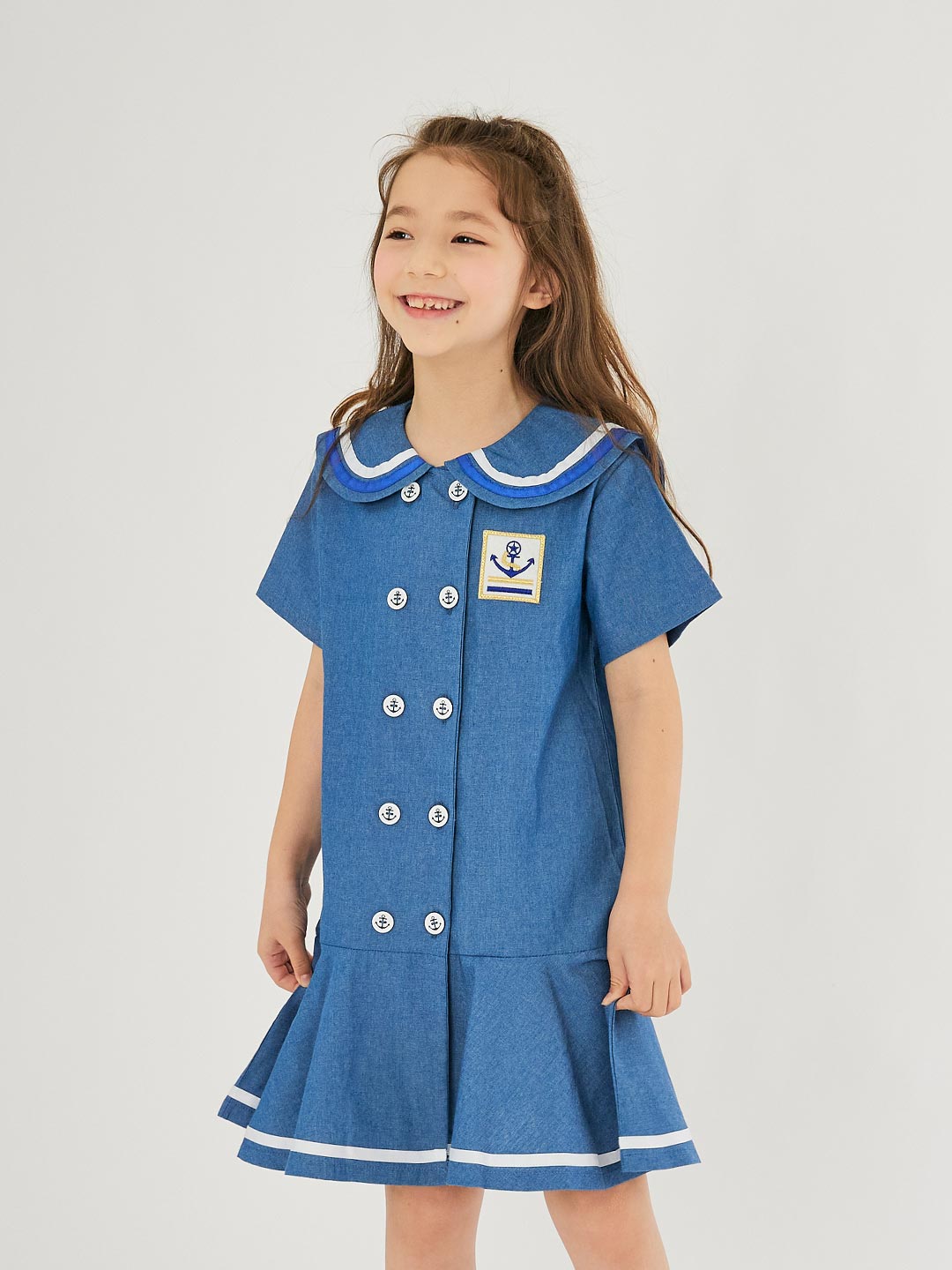 오즈키즈 블루마린걸 여아 마린룩 반팔 원피스