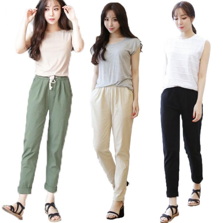 정확도 여성 올여름 린넨 9부 바지 7가지색상