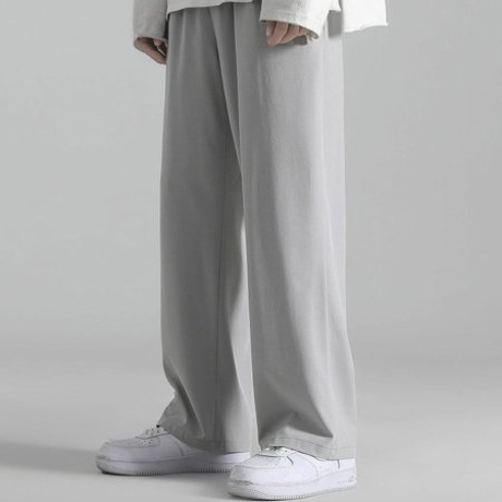 캐주얼 남자옷 쿨링팬츠 와이드핏 일자바지 밴딩 블랙-XL