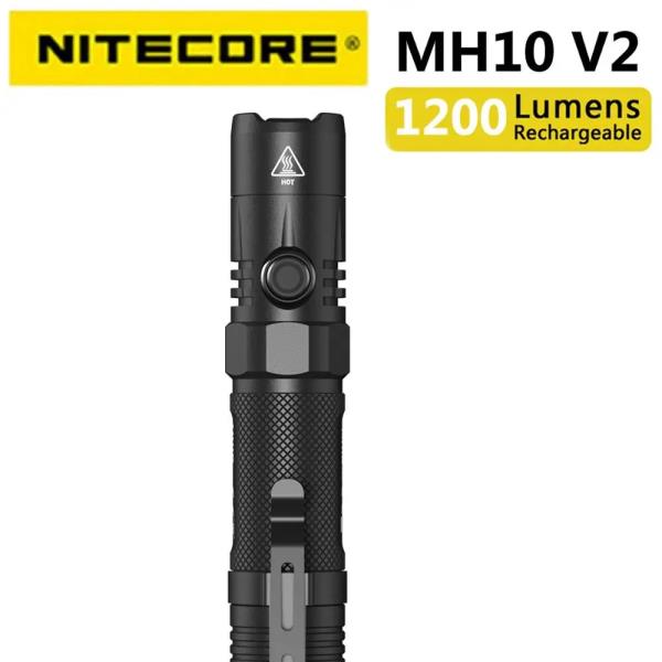 NITECORE 전술 LED 손전등 MH10 V2 1200 루멘 CREE V6 4000mAh 21700 호환 배터리 USB-C 충전식 토치 XP-L2