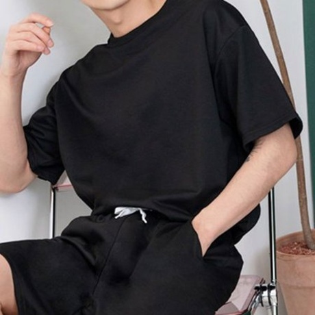 남자 오버핏 반팔무지티 여름 데일리 티셔츠 캐주얼티 블랙F
