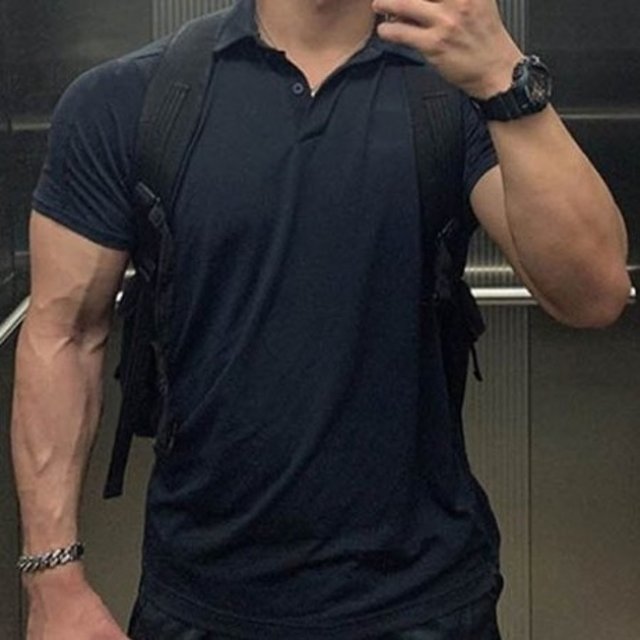 남자 머슬핏 반팔 카라넥 티셔츠 여름 카라티 머슬티