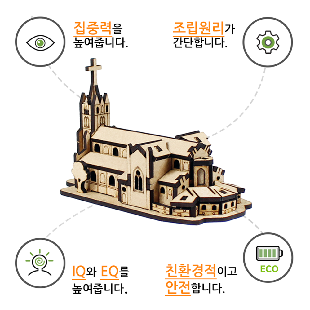 3D나무퍼즐 명동성당 건축물 모형조립 만들기