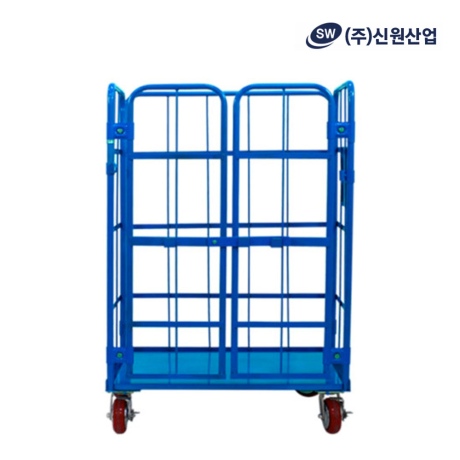 신원산업 신원산업 바스켓카트 롤테이너 양문형 청색 소형