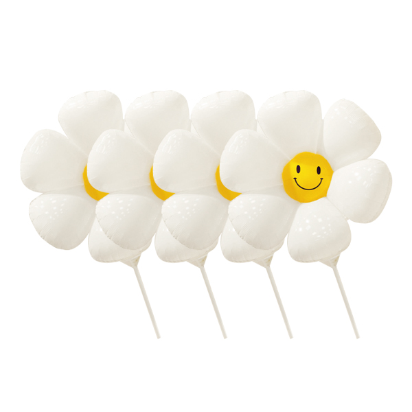 블럭마트 야외파티장식 작은데이지꽃 풍선 4개 TYPE3