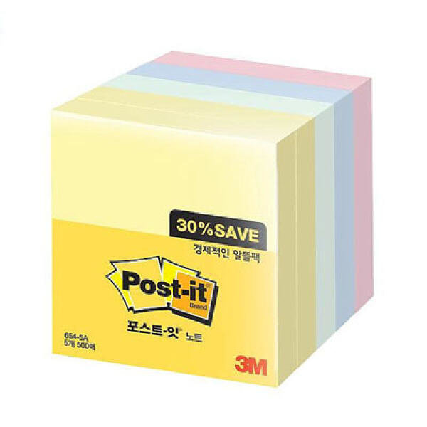 아트박스 쓰리엠 3M 포스트잇 노트 알뜰팩 654-5A 00031889