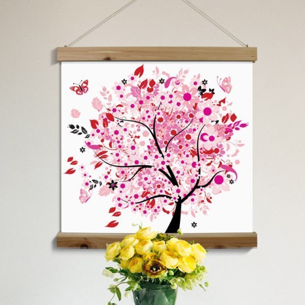 꾸밈 cl469-우드스크롤 60CmX60Cm-행복가득나무일러스트