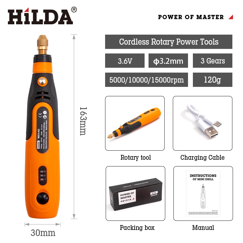 DIY 3 6V 그라인딩 미니 액세서리 드릴 무선 그라인더 회전 조각기 도구 HILDA 머신 전기