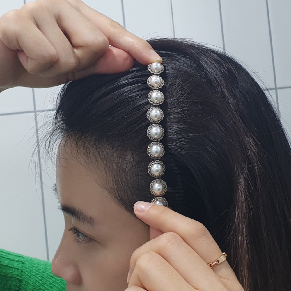 올림머리 클립형 진주 헤어빗핀