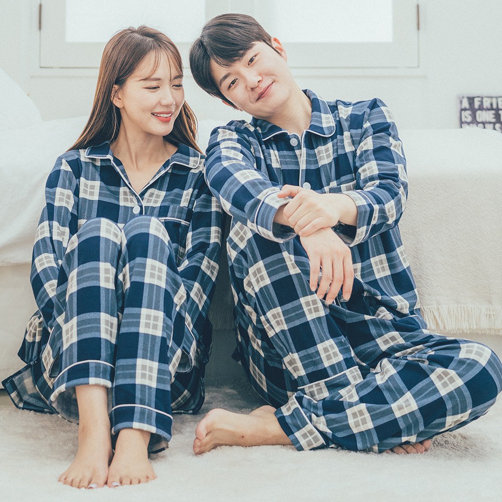 우일인견 꿀잠잠옷 래빗필 모던체크 커플 잠옷세트