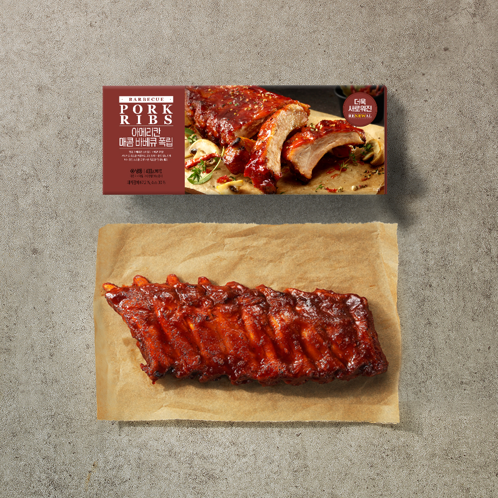 케이엔씨푸드 프레시지 아메리칸 매콤 바베큐 폭립 400g