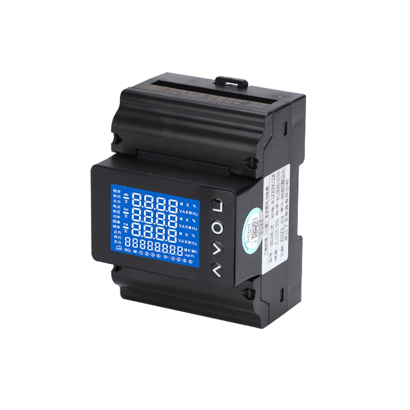 3상 DIN 레일 다기능 에너지 미터 백라이트 LCD 스크린 Modbus RTU 전류 변압기 RS485 DSM630MCT