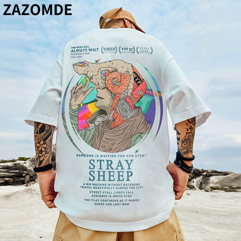 오버사이즈 티셔츠 남성 쿨 유니 힙합 프린트 TshirT 캐주얼 코튼 STreeTwear