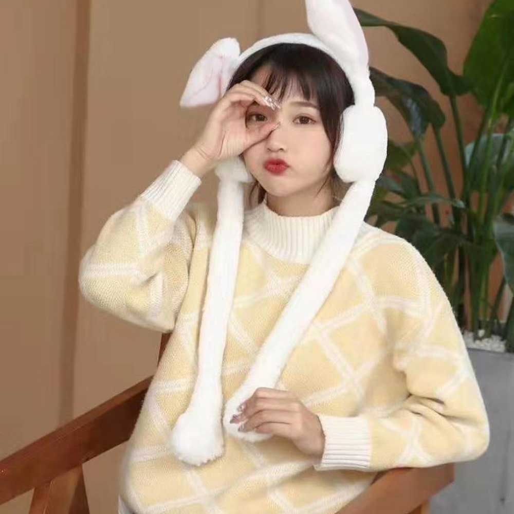 다사라유통 움직이는 토끼귀마개 털 방한 토끼귀 모자 겨울 귀도리 따뜻한 크리스마스 동물 머리