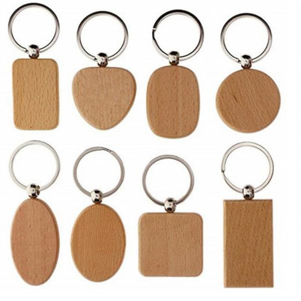 20Pcs 나무 ID 태그 빈 사각형 키 체인 Diy Keycha 선물 조각 수 있습니다