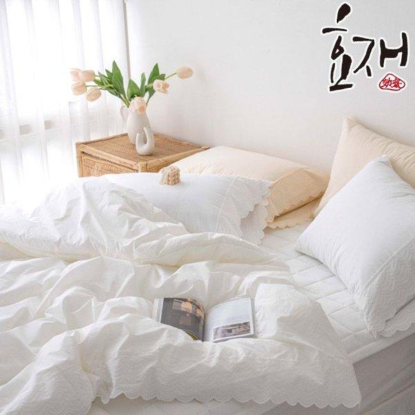 투유 요빌 오가닉면 레이스자수 차렵이불 베개세트 Q by효재