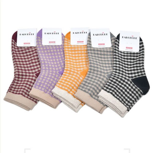 쿨샵 체크무늬 여성 양말 데일리 어머니양말 5족 24cm-5켤레랜덤
