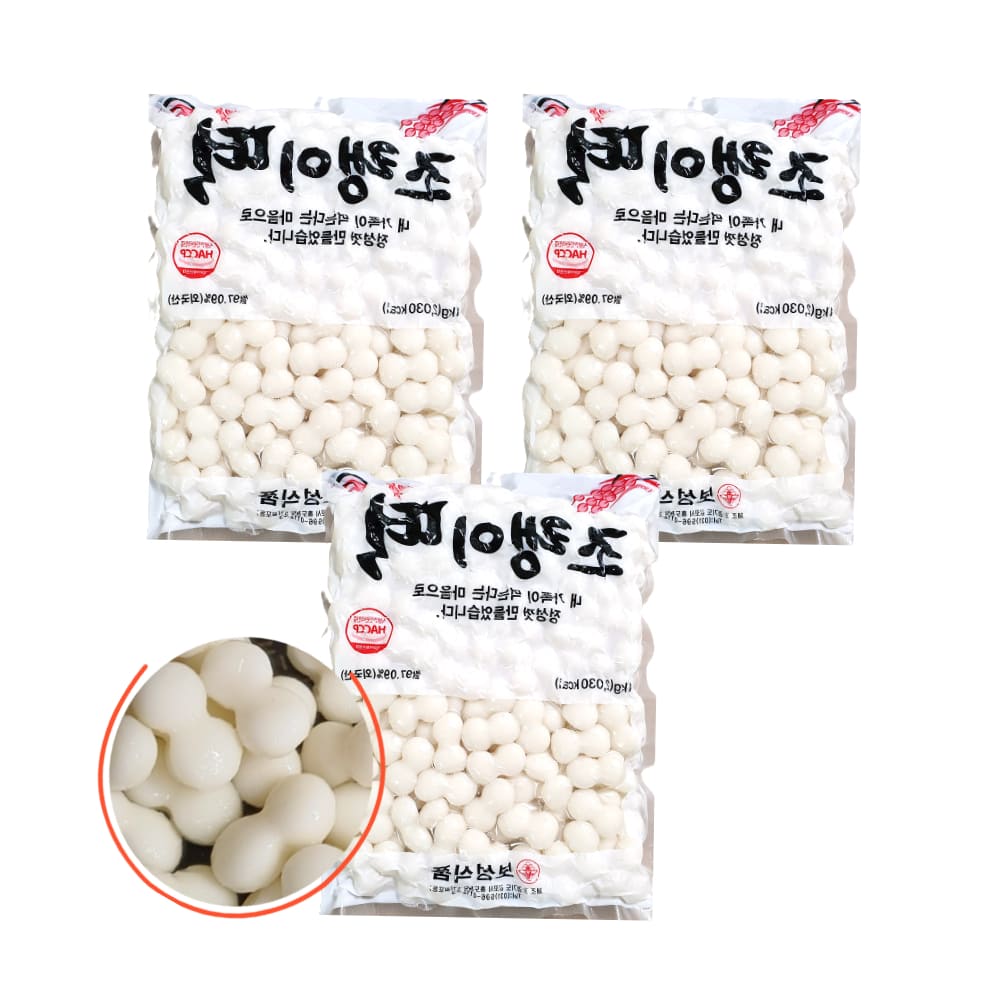 흰색 조랭이 떡 1kgx3 눈사람 쫄깃한 조롱이 쌀 떡국 궁중 떡뽁이 볶음 요리 아이들 간식 어린이집 유치원 4개 3kg