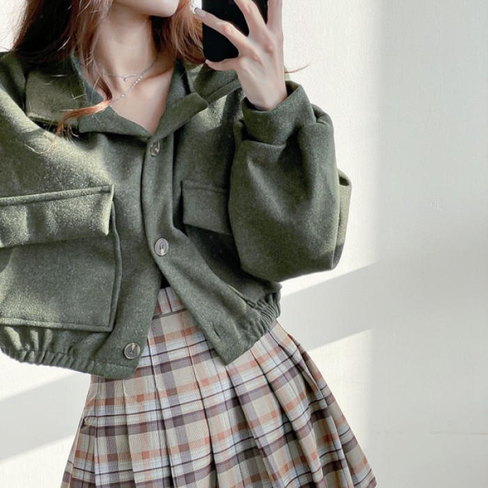 입꼬 오오티 모직 밴딩 크롭 숏자켓 코트5color