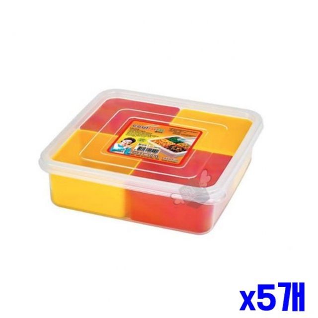 플라스틱 밀폐용기 정사각 4칸 x5개묶음 보관