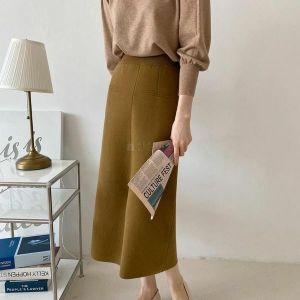 여자 고무줄 에이라인 슬릿 FW 롱스커트