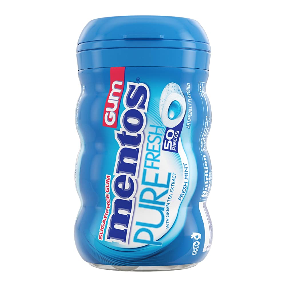 Mentos Pure Fresh Sugarfree Gum Fresh Mint 멘토스 퓨어후레쉬 무설탕 후레쉬민트 50개껌 6팩