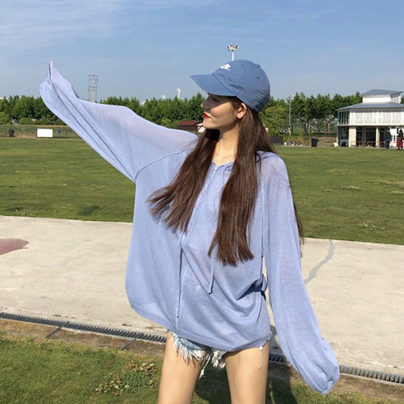 여성 후드 집업 여름 가디건 썸머 루즈핏 비치웨어